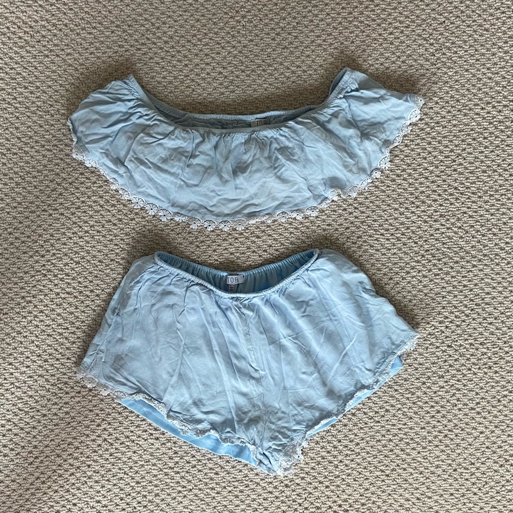 Boho short and off the shoulder top set